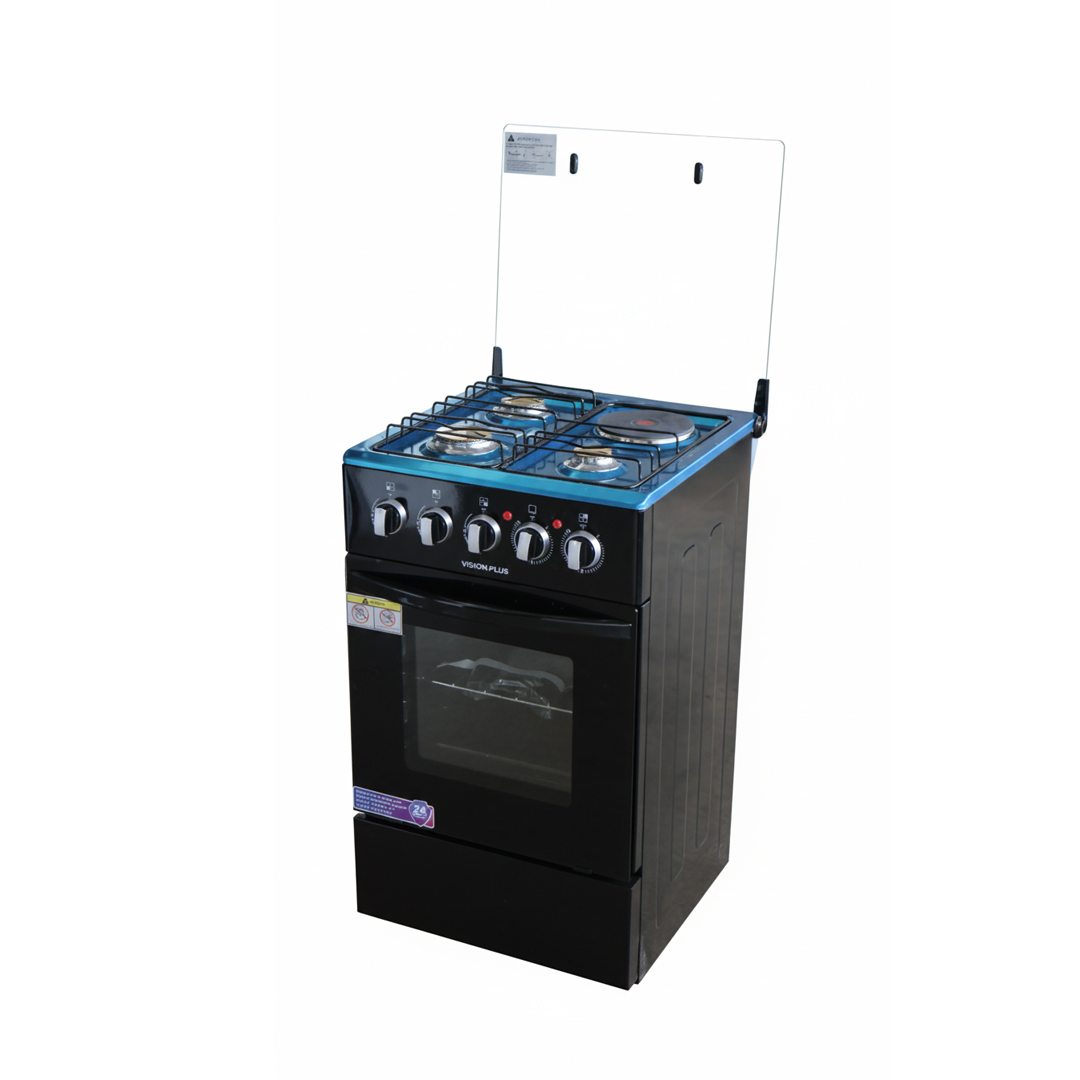 Vision Plus 3 Gas + 1 Electric Plate 50X50  Standing Cooker with Gas Oven