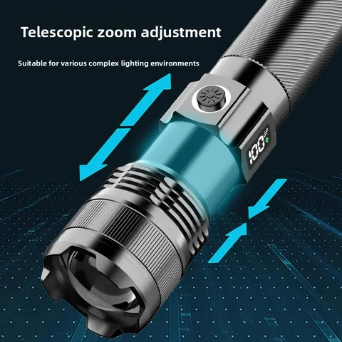 X58 Rechargeable 500 Lumens White Laser Flashlight with Digital Display – 100m Beam